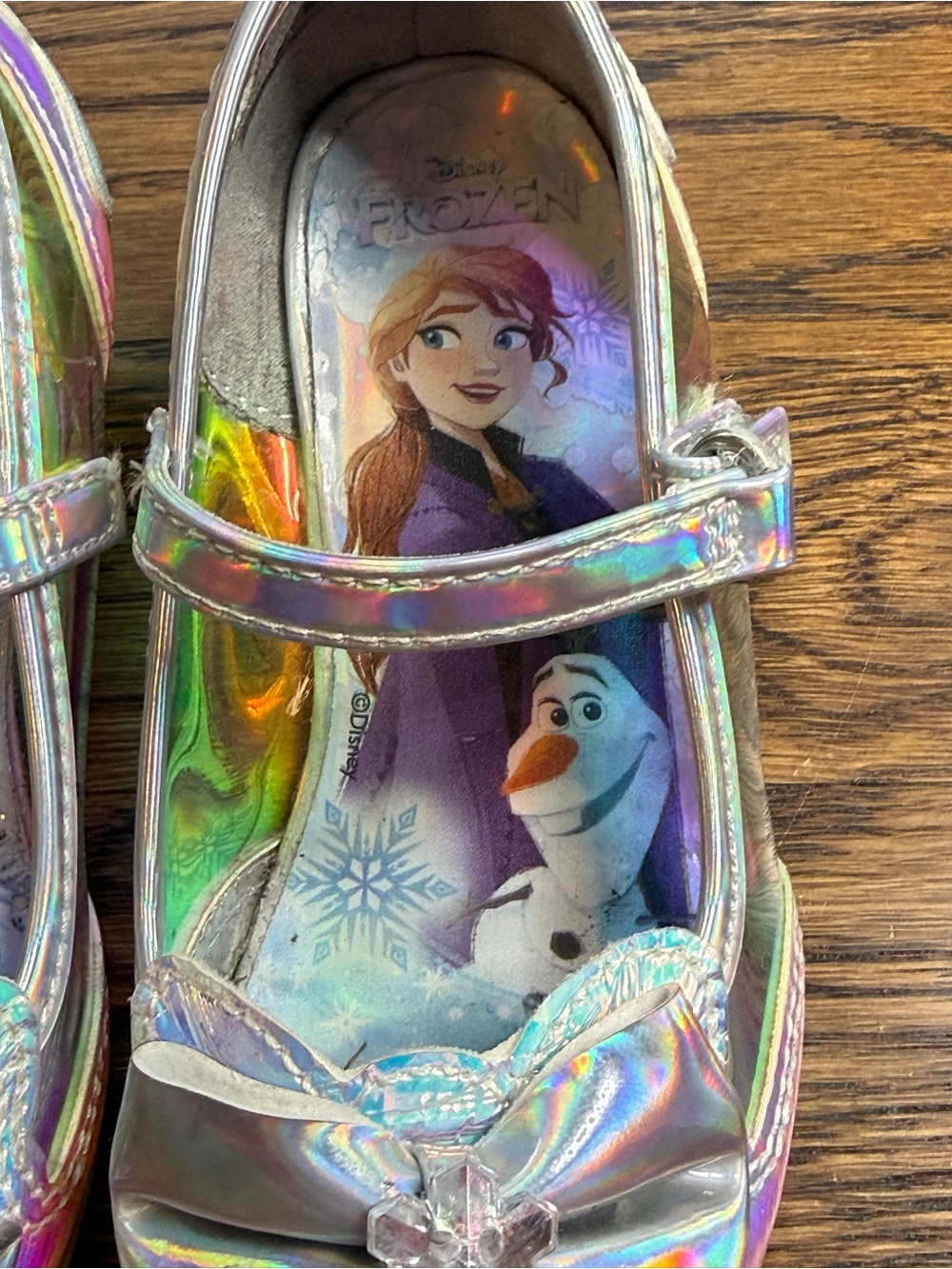Disney Frozen Toddler Girls Iridescent Mary Jane Dress Up Shoes with Bow Size 9 - Picture 5 of 13